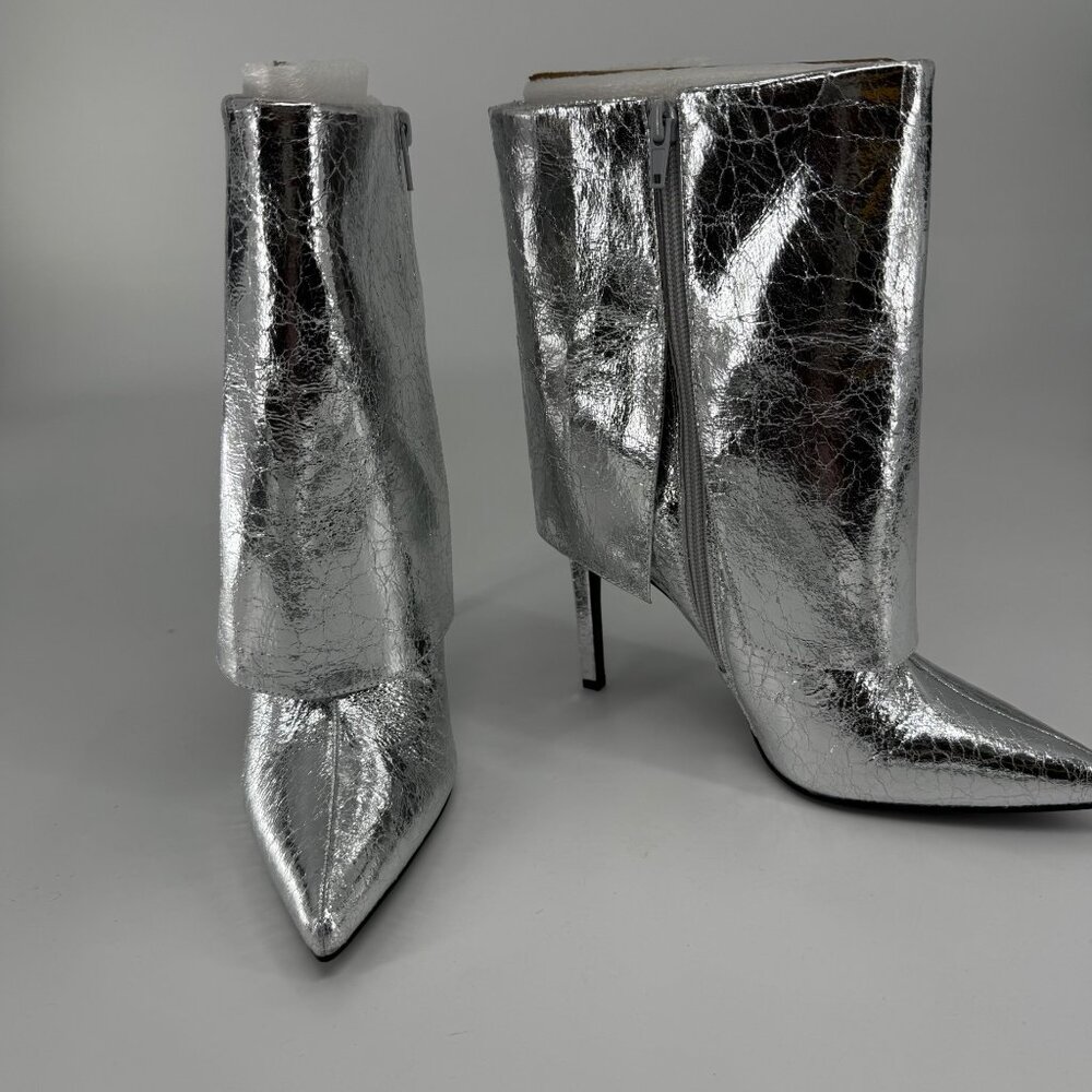 I.N.C. International Concepts Sabeel cuff booties in silver crinkle material, si - Picture 8 of 8